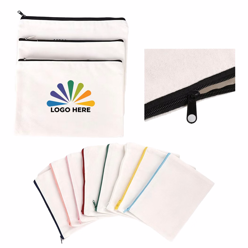 Blank Canvas Zipper Pouch Makeup Pencil Case Organizer