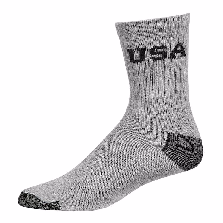 Adult Crew Sports Socks - Gray with Charcoal Size 10-13 USA