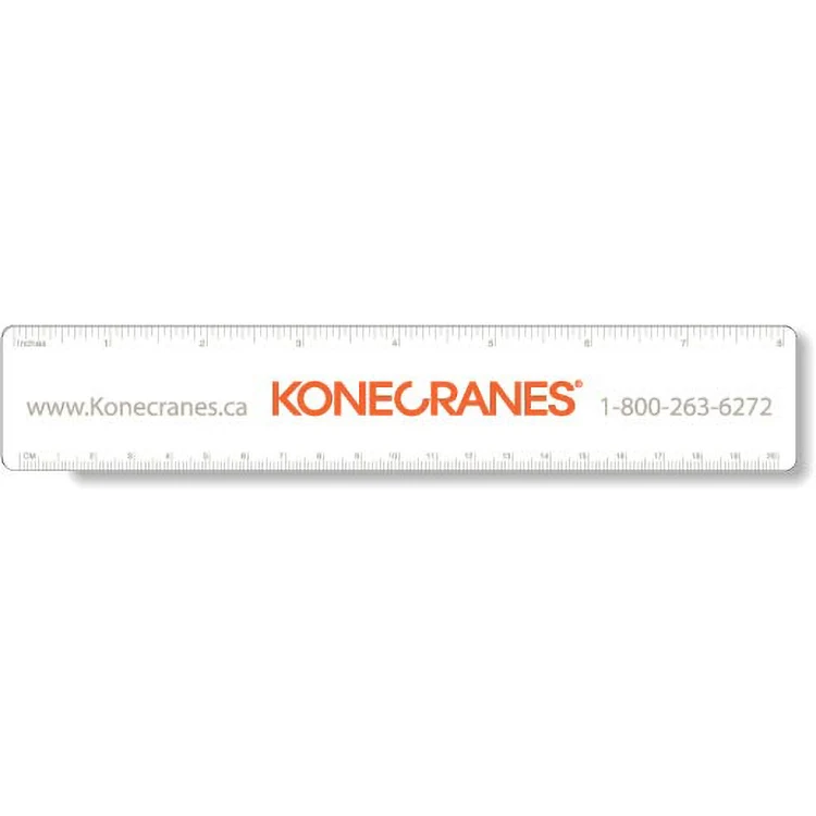 .020 White Plastic Rulers 1.5"x8.25" Rectangle / Round Corner, Spot Colour 1