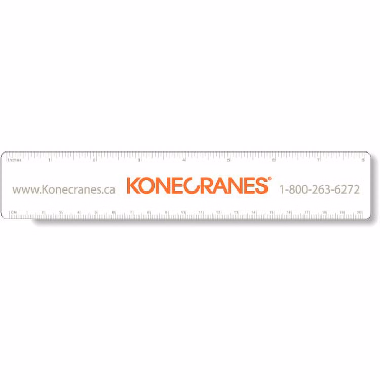 .020 White Plastic Rulers 1.5"x8.25" Rectangle / Round Corner, Spot Colour