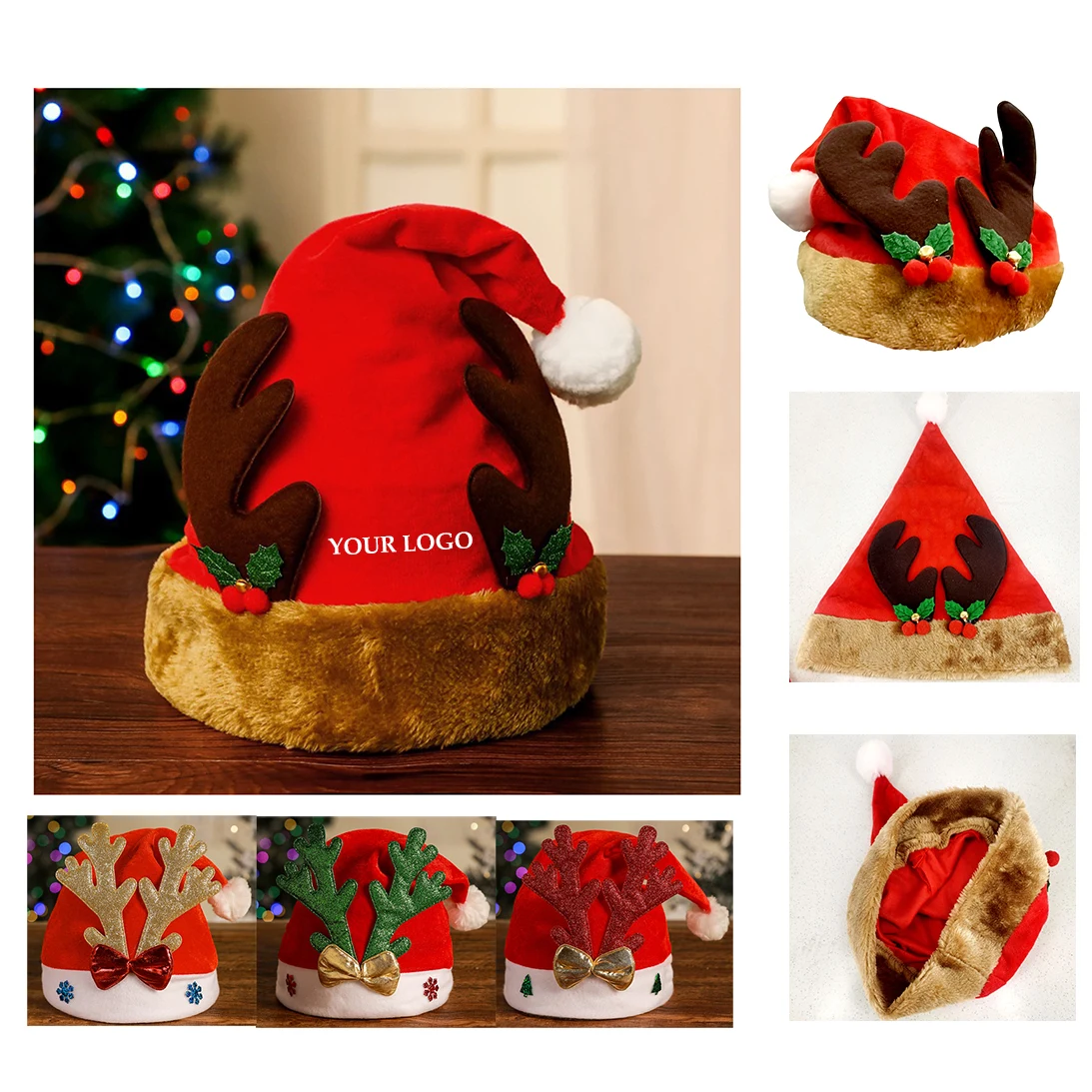 Santa Hat with Reindeer Antlers 1