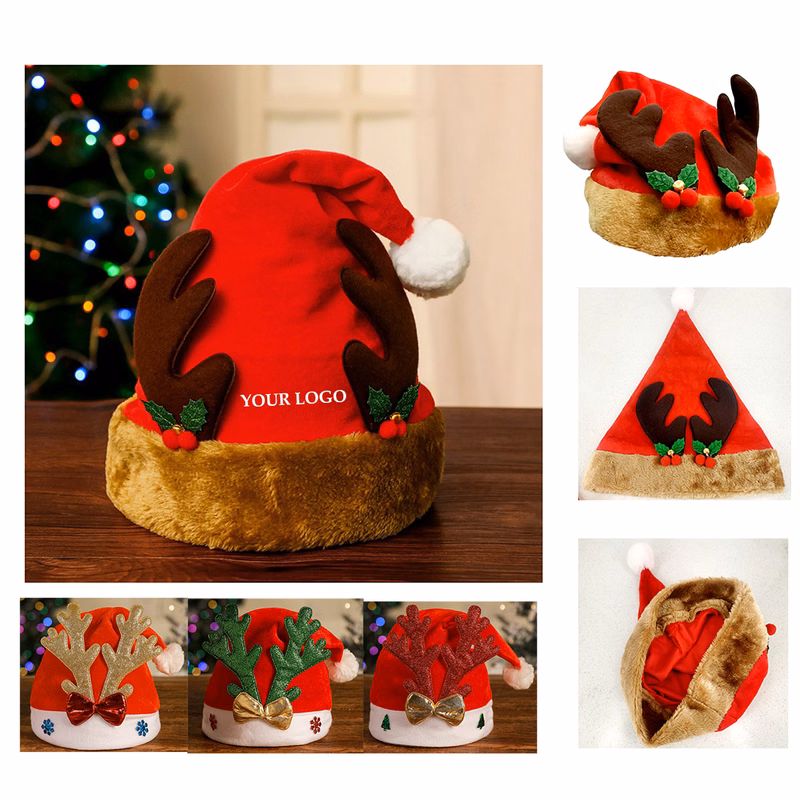 Santa Hat with Reindeer Antlers