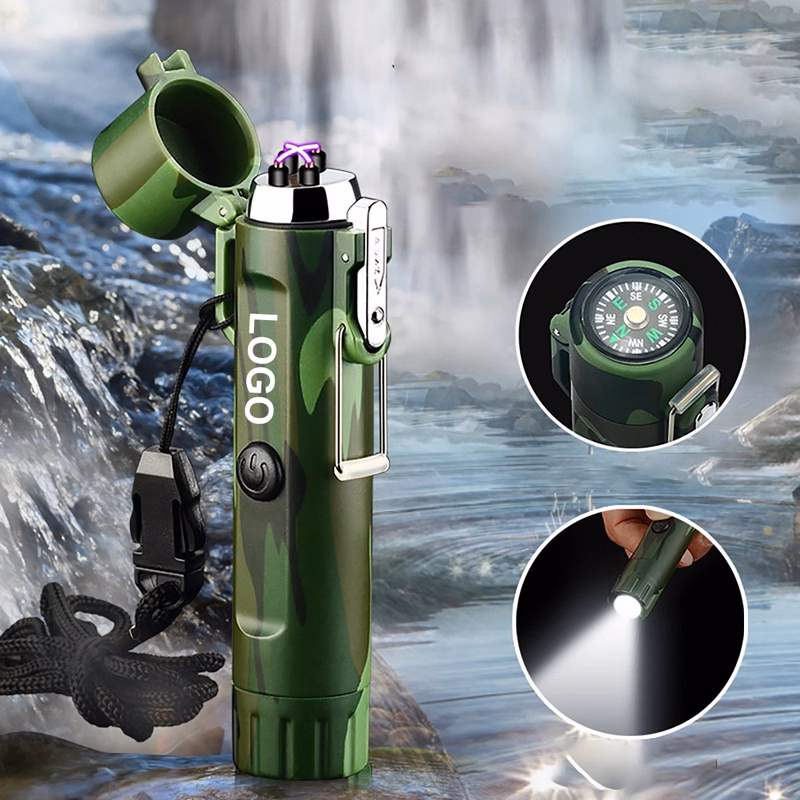 USB Plasma Arc Lighter with Flashlight & Compass