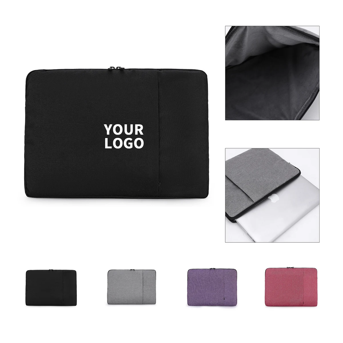 Oxford Laptop Sleeve With Front Accessory Pocket And Zipper 1