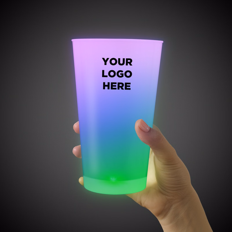 Multi Color LED Light Up Glow Neon Look 16 oz Pint Glass(Pad Print)