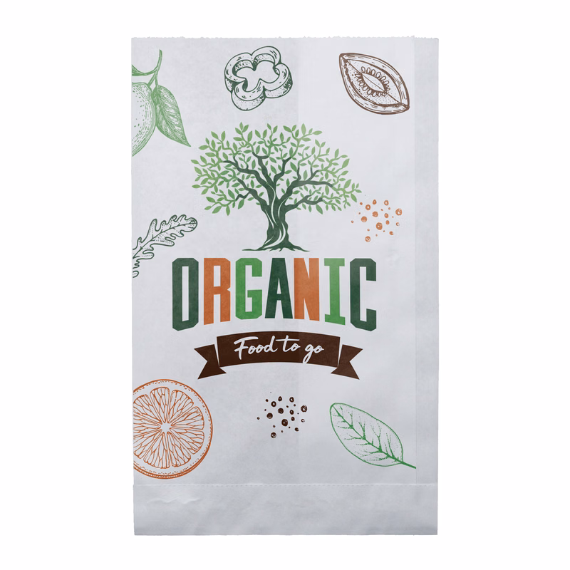 Multi-Sided Full Color Food Safe Merchant Paper Bags (5" x 7.5" x 2")