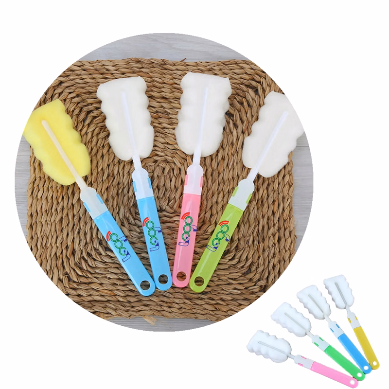 MOQ 20 PCS Long Sponge Baby Bottle Cleaner Nipple Brush