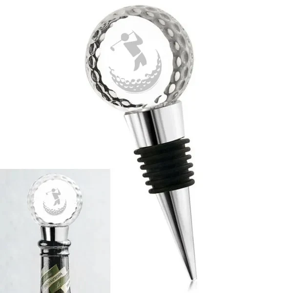 Crystal Golf Ball Bottle Stopper 1