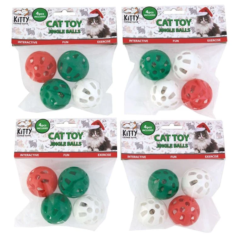 Christmas Jingle Cat Toys - Assorted Colors 4 Pack 1