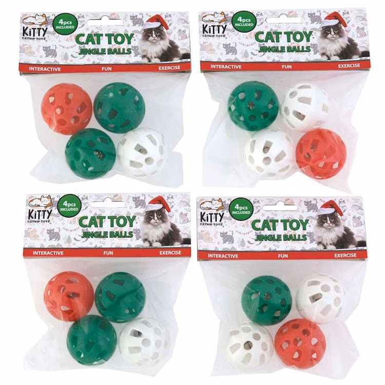 Christmas Jingle Cat Toys - Assorted Colors 4 Pack