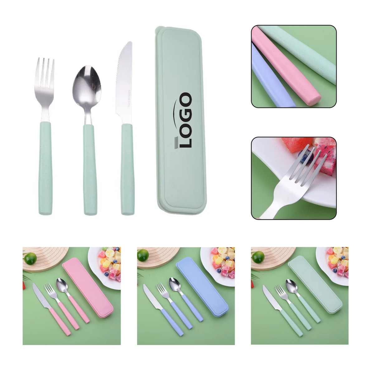 3 Piece Stainless Steel Portable Travel Cutlery Set 1