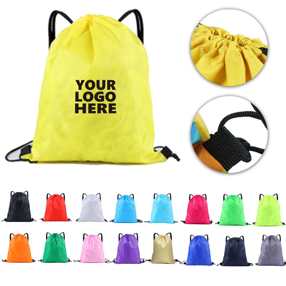 MOQ50 210D Polyester Drawstring Bag 1