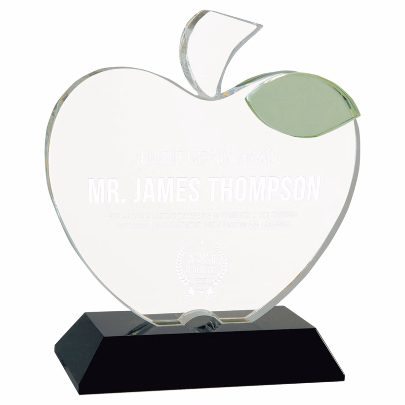 Crystal Apple on Black Stand