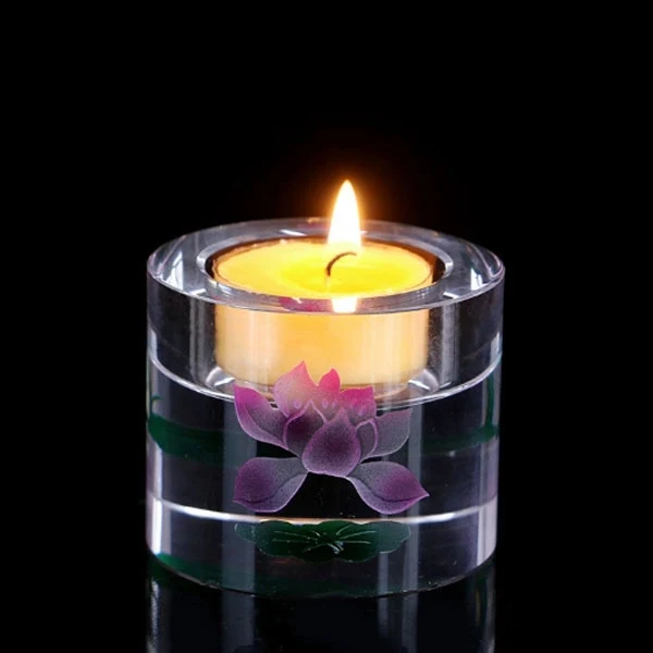 Round Crystal Glass Candle Holder 1