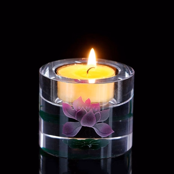 Round Crystal Glass Candle Holder
