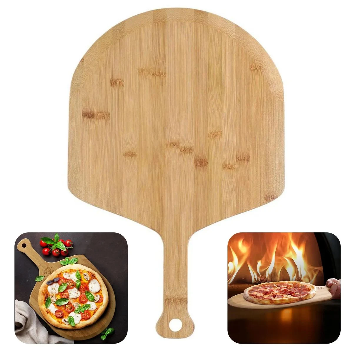 Large Bamboo Wood Pizza Paddle 1