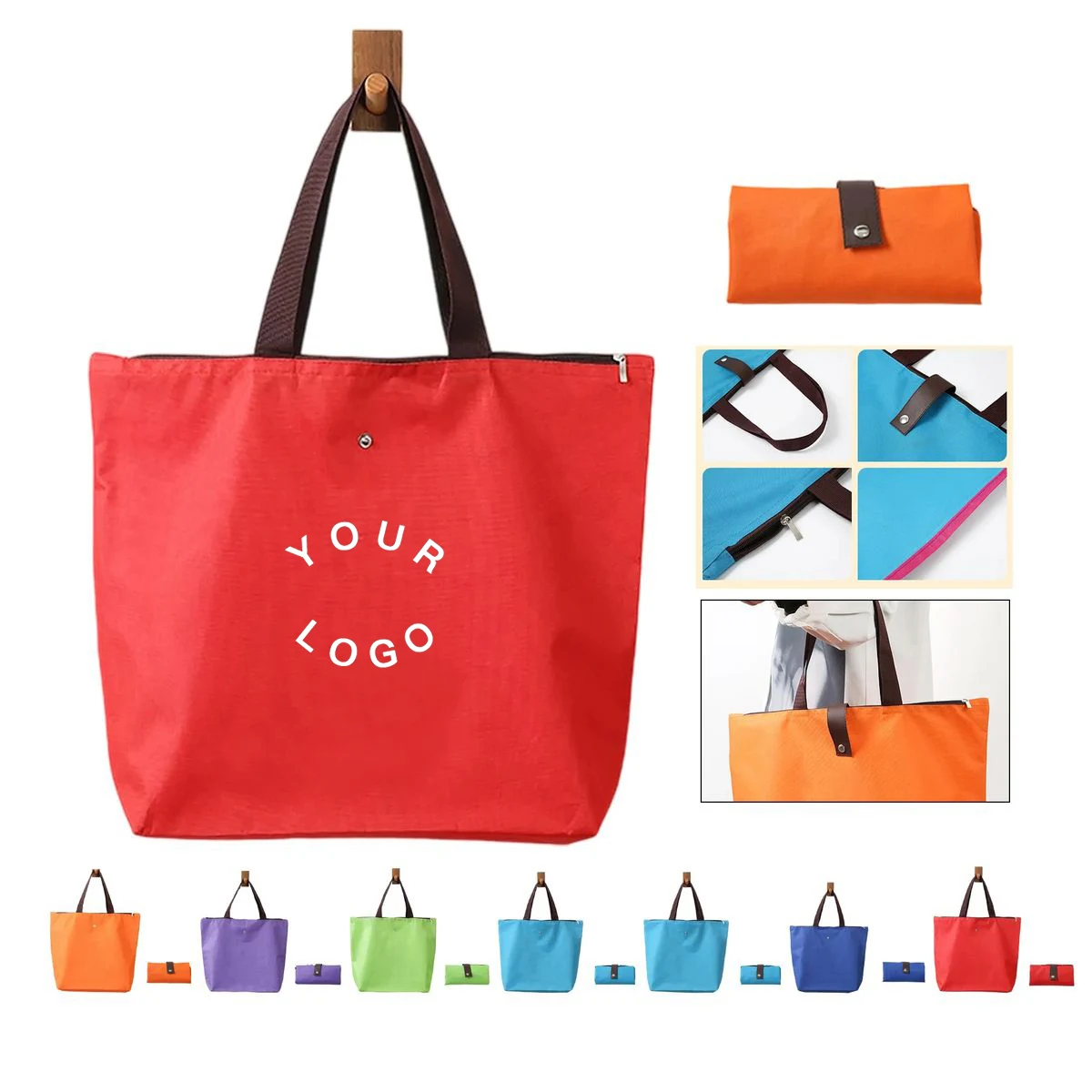 Foldable Eco Tote for Market and Errands, custom tote bag with logo imprint 1
