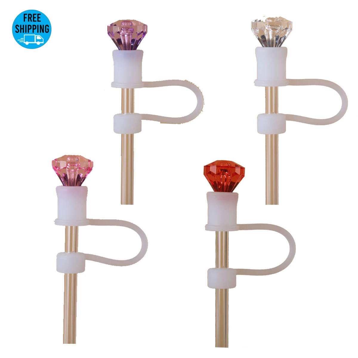 Rhinestone Decor 10mm Cup Straw Cap 1