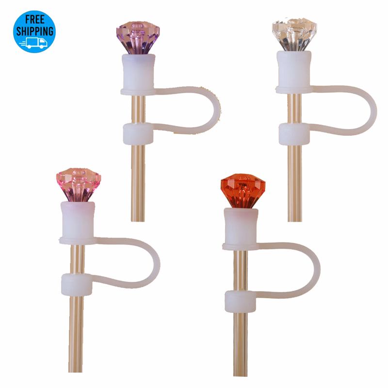 Rhinestone Decor 10mm Cup Straw Cap