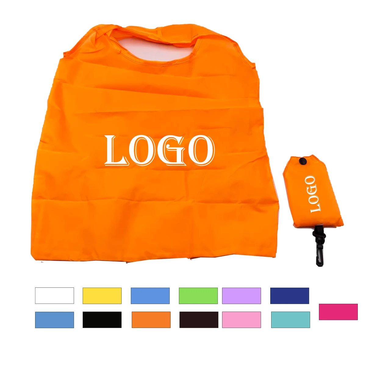 Foldaway Shopping Tote Bag with Carrying Clasp, custom tote bag with logo imprint 1