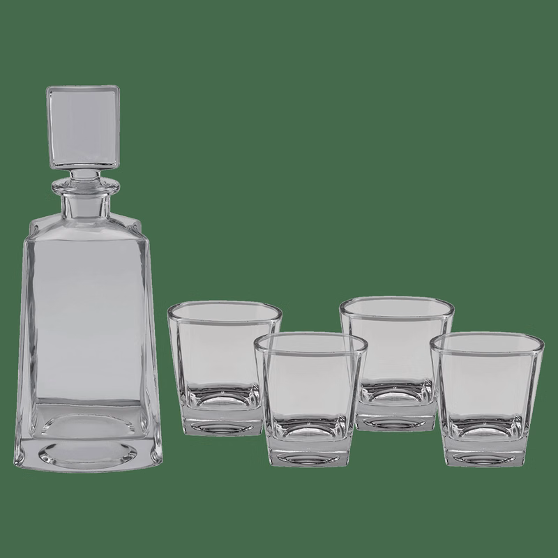 Polar Camel 12" 8 oz Black 750 M L Tequila Decanter Set with Four Glasses in a Black Gift Box with 
