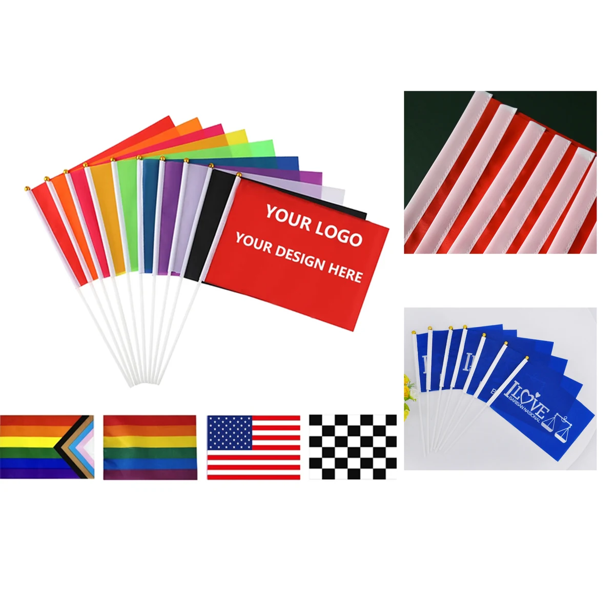 High - Quality Full Color Custom Hand Held Stick Flag Express Service 1