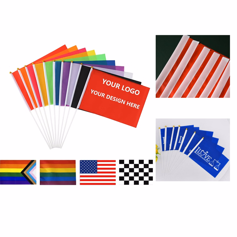High - Quality Full Color Custom Hand Held Stick Flag Express Service