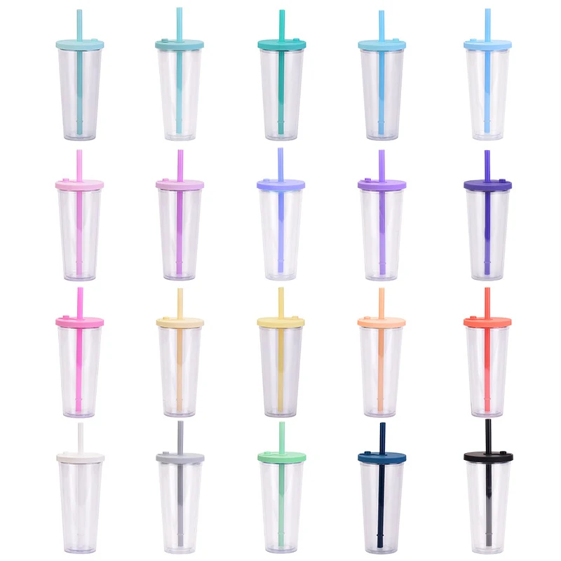 Double Layer Plastic Large Hole Straw Cup 1