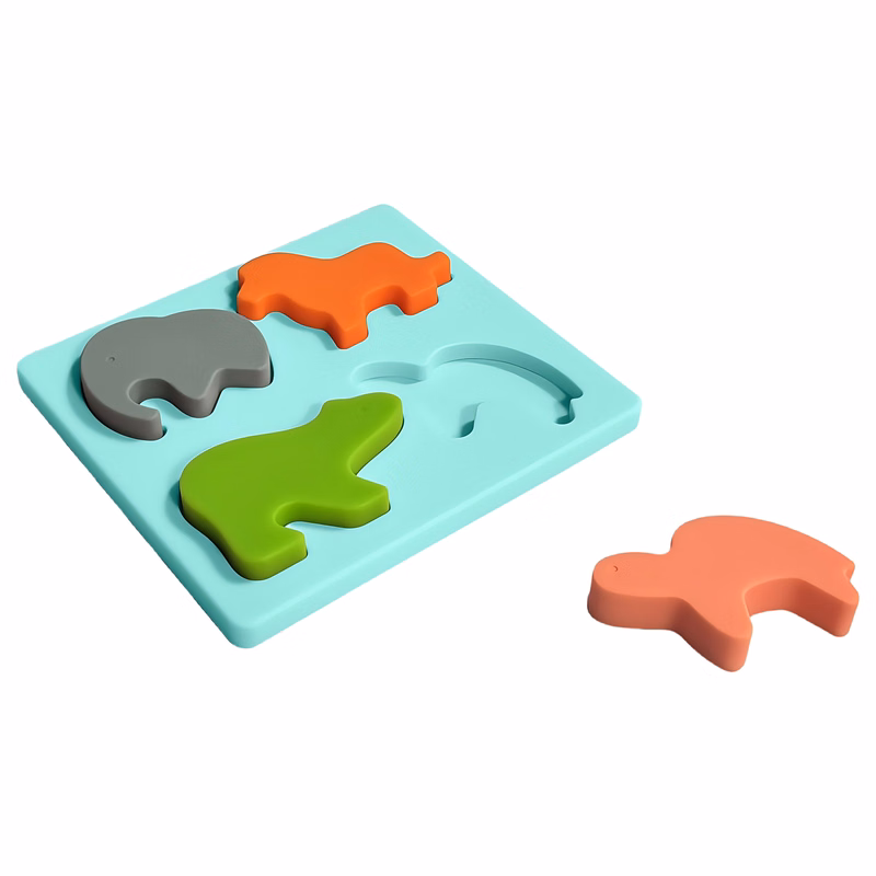 Soft Silicone Puzzle Mat for Kids - Early Learning Educational Toy with 3D Animal Shapes