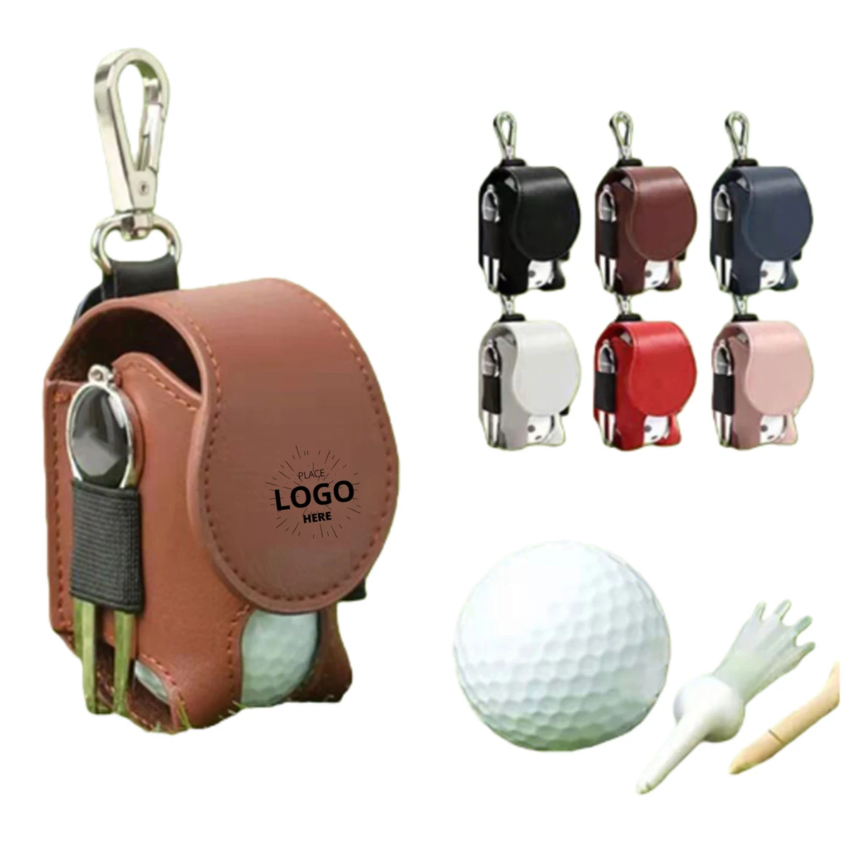 Outdoor Portable Leather Golf Ball Storage Bag Waist Pouch 1