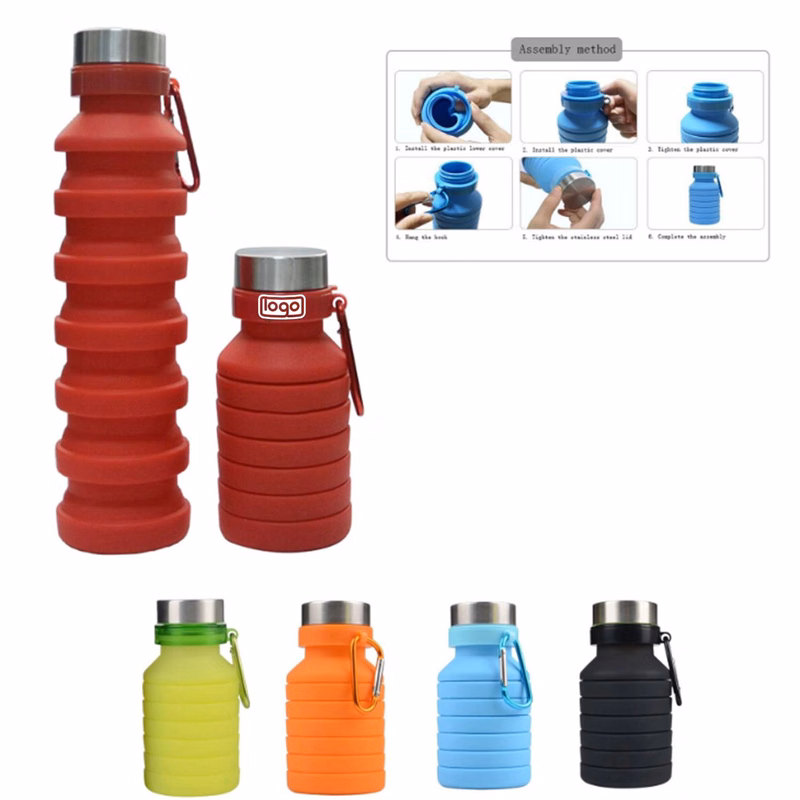 19 Oz. Outdoor Travel Sports Silicone Folding Water Bottle