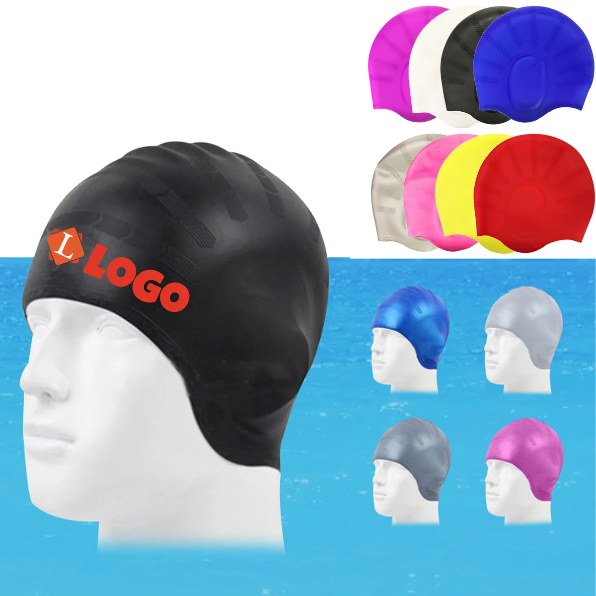 Premium Silicone Swim Cap with Ear Covers 1