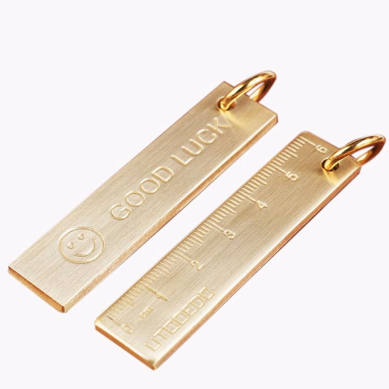 Pure Brass Portable Metal Ruler Retro Keychain