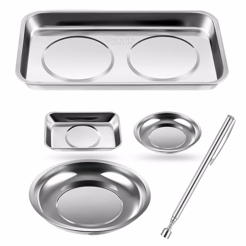 5PCS Stainless Steel Magnetic Storage Tray Set