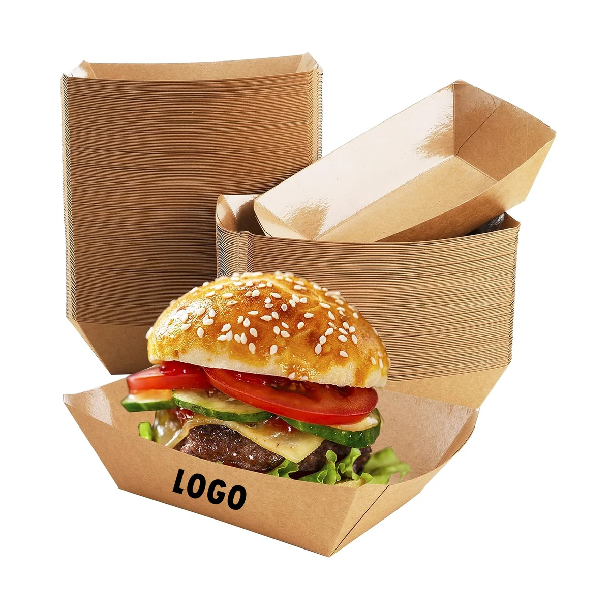 Disposable Kraft Paper Food Boat Tray 1