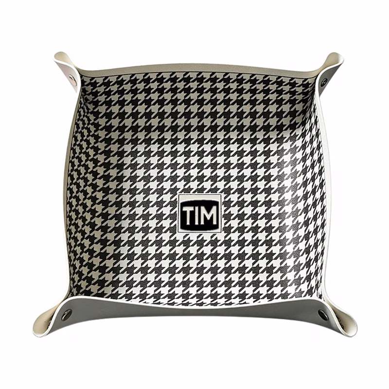 PU Leather Checkered Vanity Tray