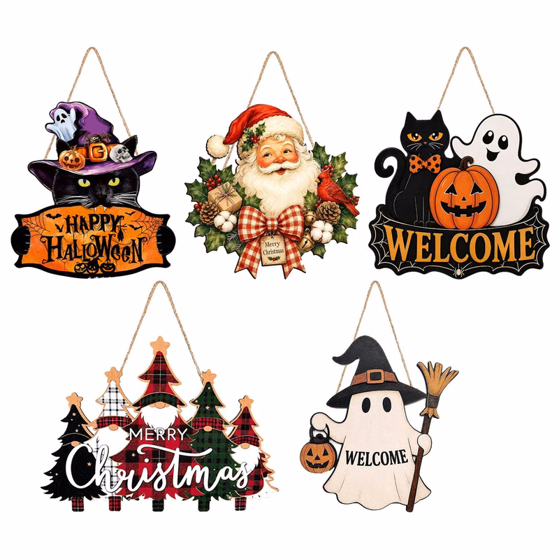 Custom Holloween Hanging Wood Sign