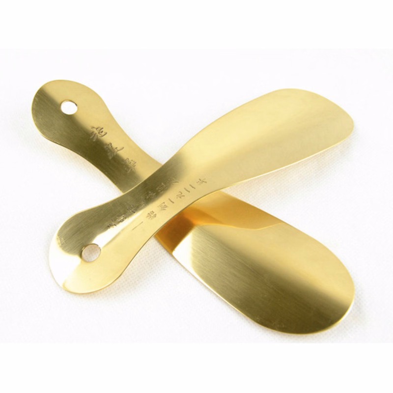 Stainless Steel Shoe Horn With Gold Plating