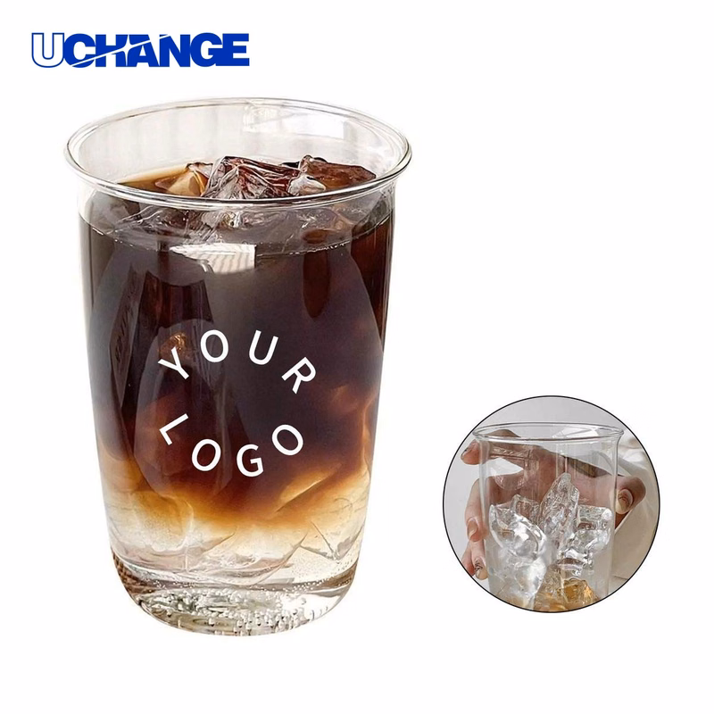 Glass Cup Drinkware 14oz Clear for Water Tea and Iced Coffee