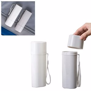Travel Gargle Cup And Toothbrush Holder With Toothpaste Compartment