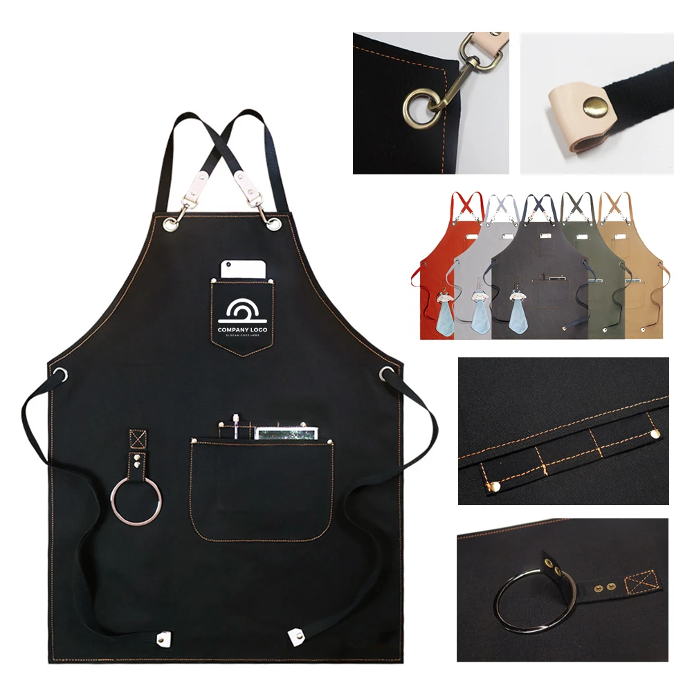Durable Canvas Work Apron With Multi-Pockets 1