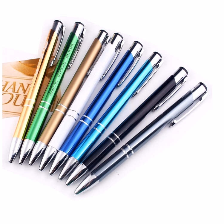 SM00081 - Aluminum Metal Barrel Ballpoint Pen With Click Action, Economic Idea For Mass Promotions