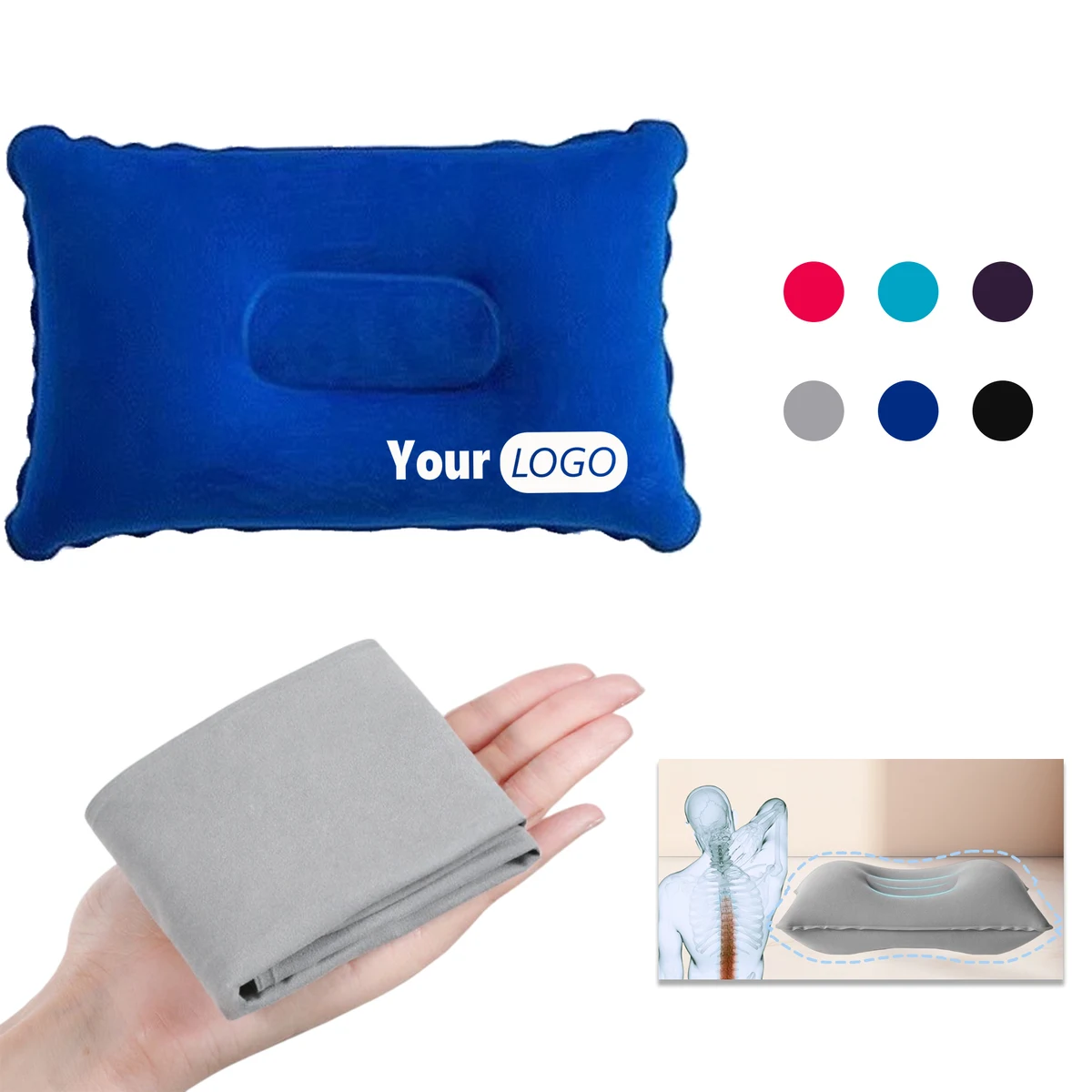 PVC Flocked Inflatable Travel Pillow 1