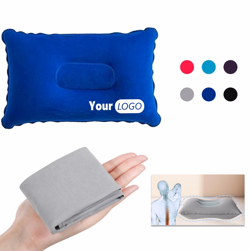 PVC Flocked Inflatable Travel Pillow
