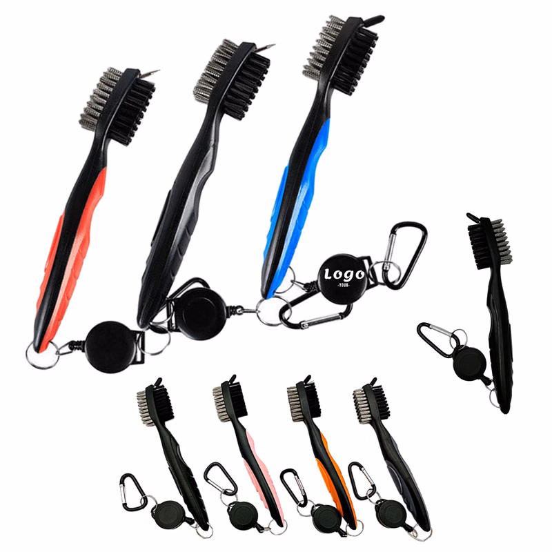 Clasp-Attached Double-Sided Golf Club Brush