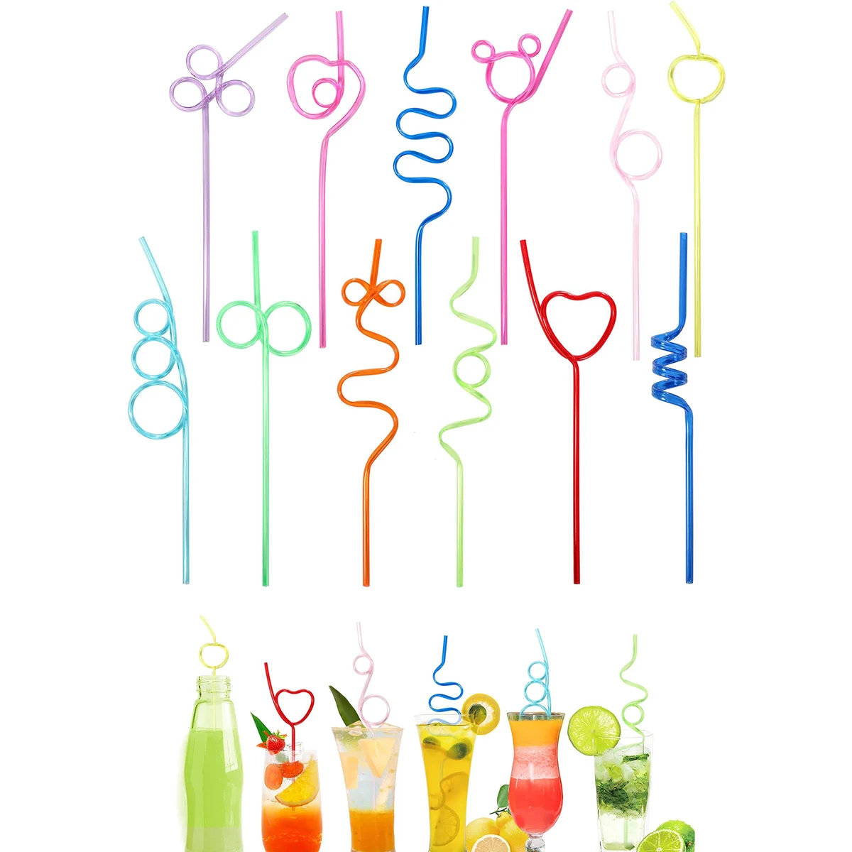 Reusable Plastic Crazy Loop Straws 1