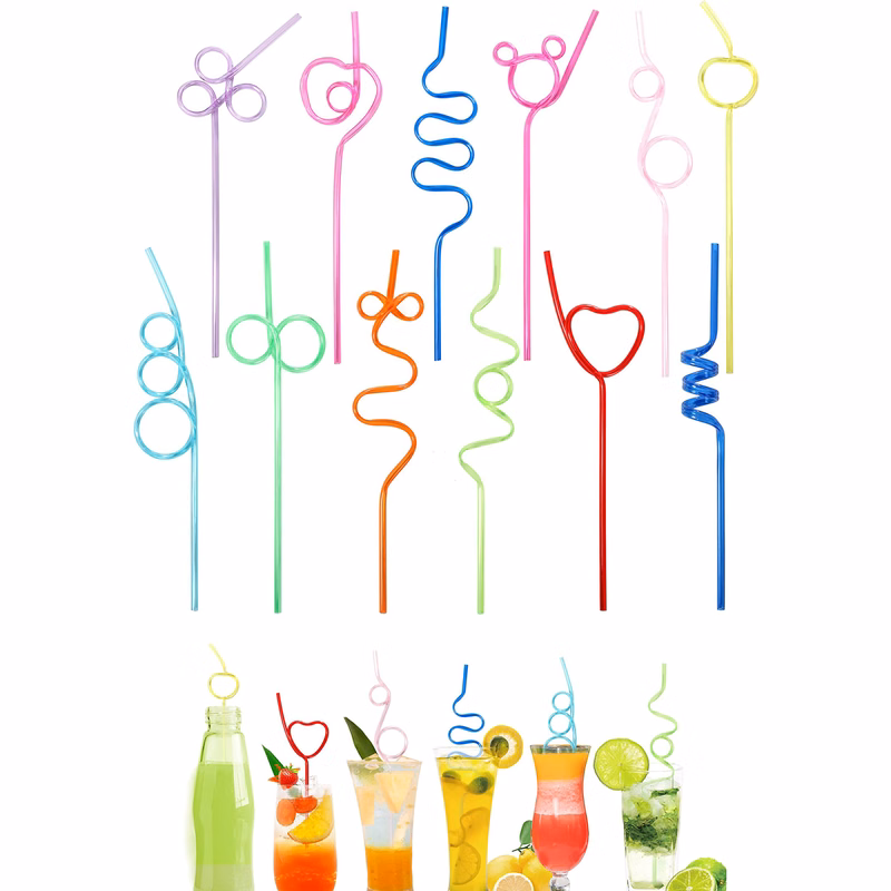 Reusable Plastic Crazy Loop Straws