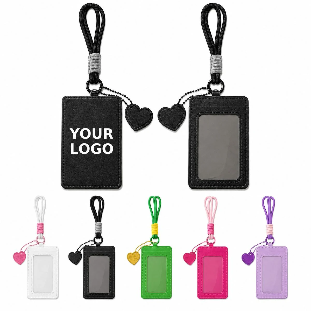 PU Badge Holder With Heart Charm 1