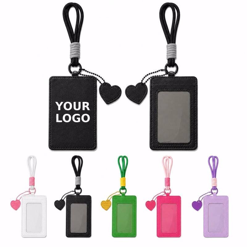 PU Badge Holder With Heart Charm