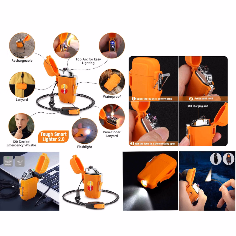 iBank ® USB Rechargeable Flameless Lighter with Flashlight